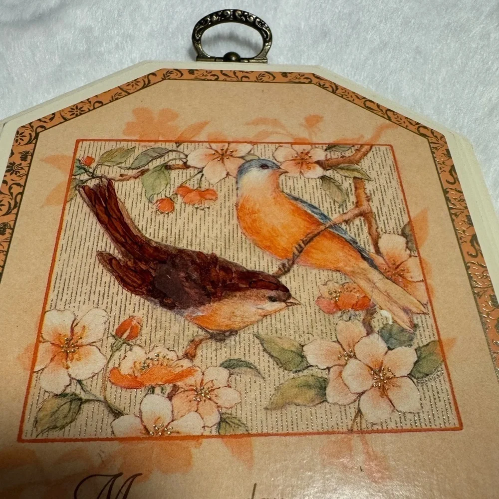 Vintage Hallmark 1981 Birds Plaque Wall Hanging Saying Friendship